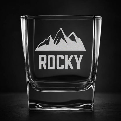 Engraved Square Whiskey Glass