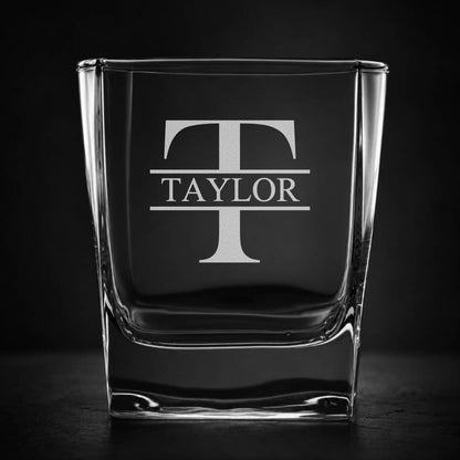 Engraved Square Whiskey Glass