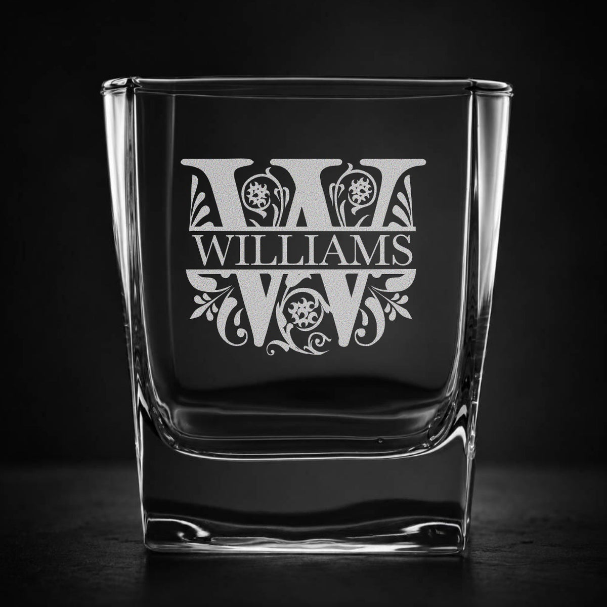 Engraved Square Whiskey Glass