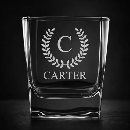 Engraved Square Whiskey Glass