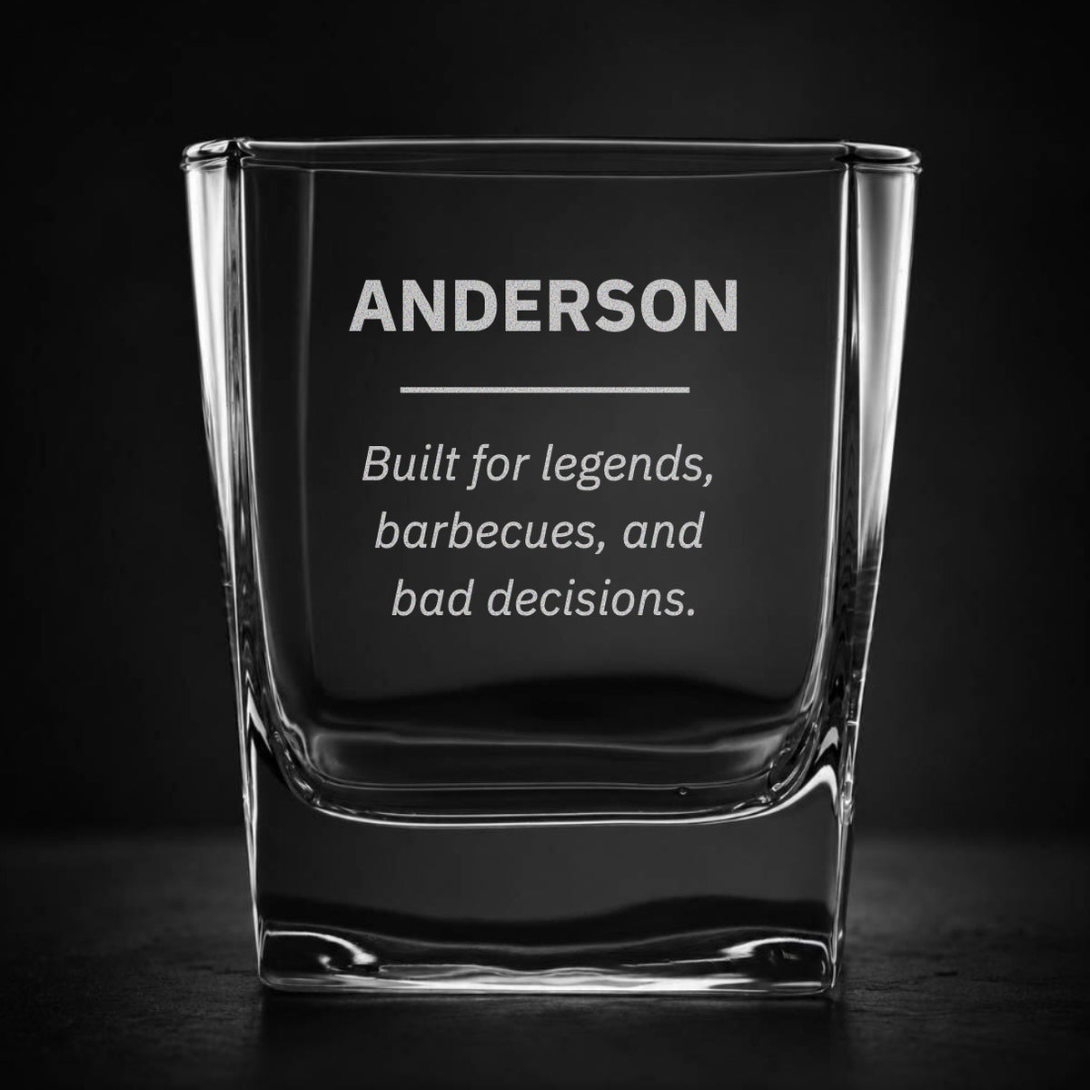 Engraved Square Whiskey Glass
