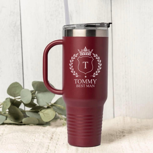 Personalized 40oz Wedding Tumbler Groomsmen, Best Man, Bridesmaids