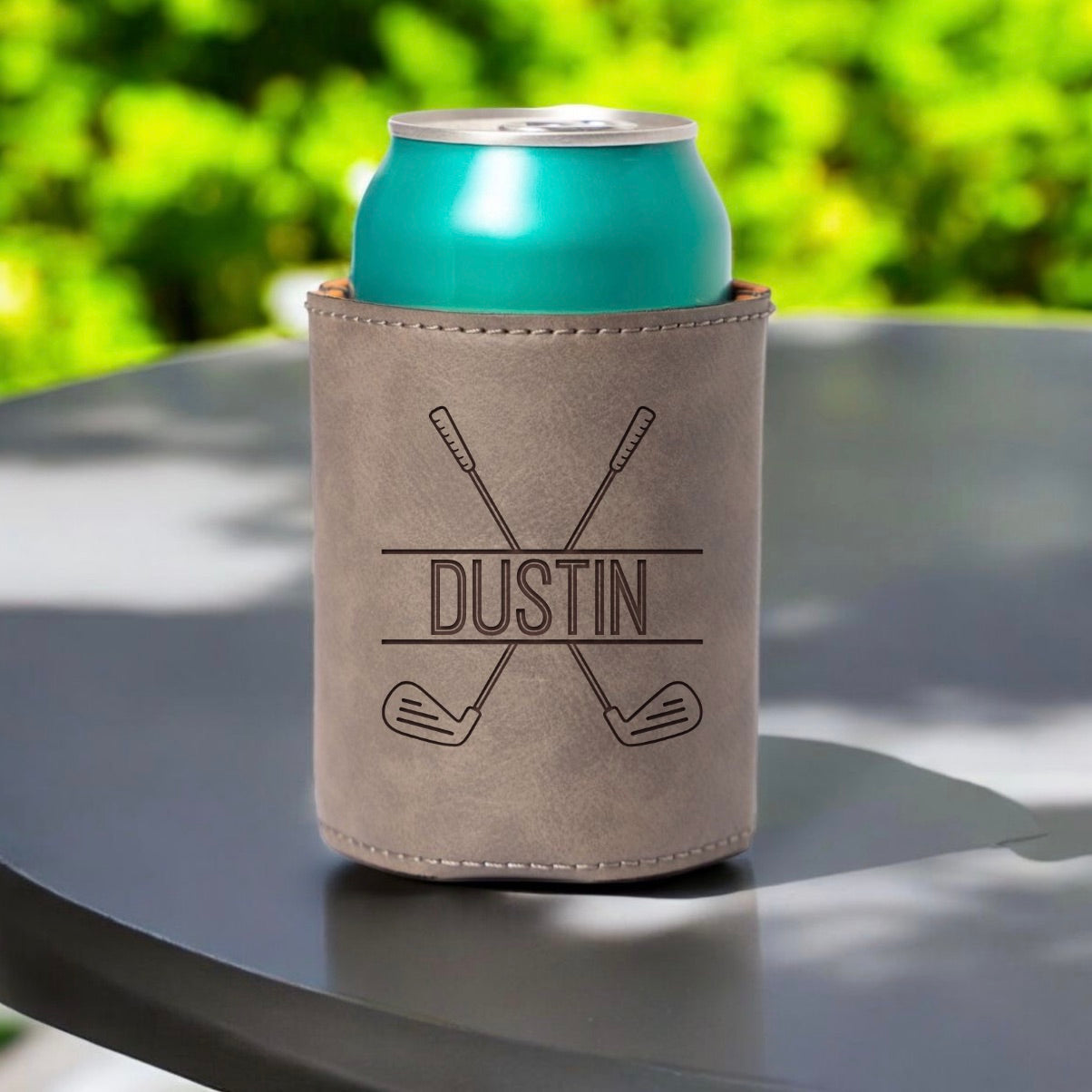 Personalized Leather Golf Can Coolers