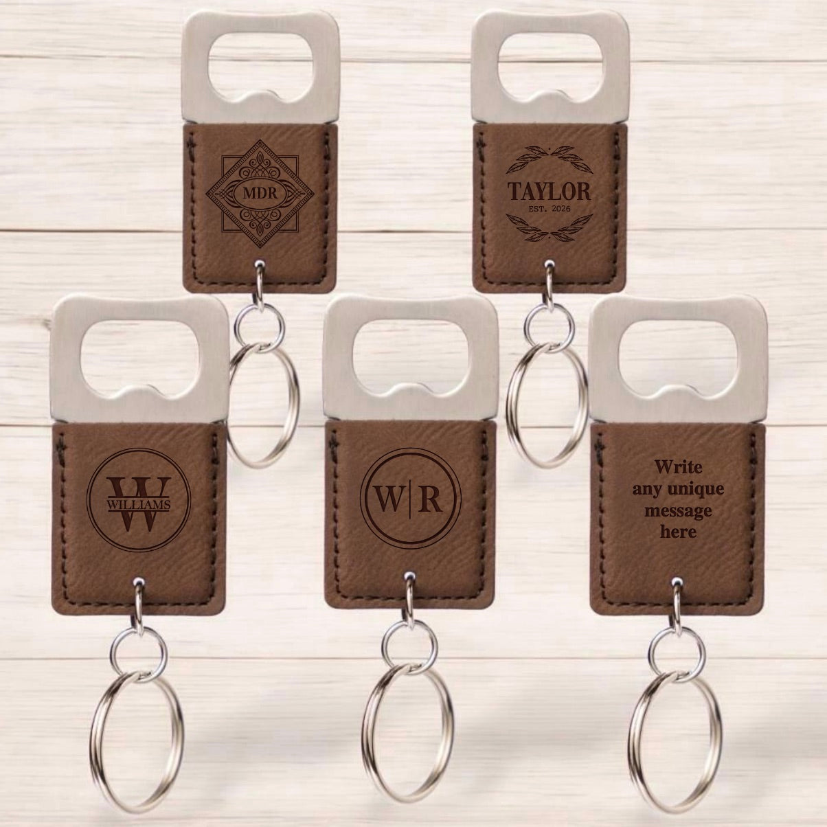Set of 5 Custom Keychain Bottle Openers - Signature Collection