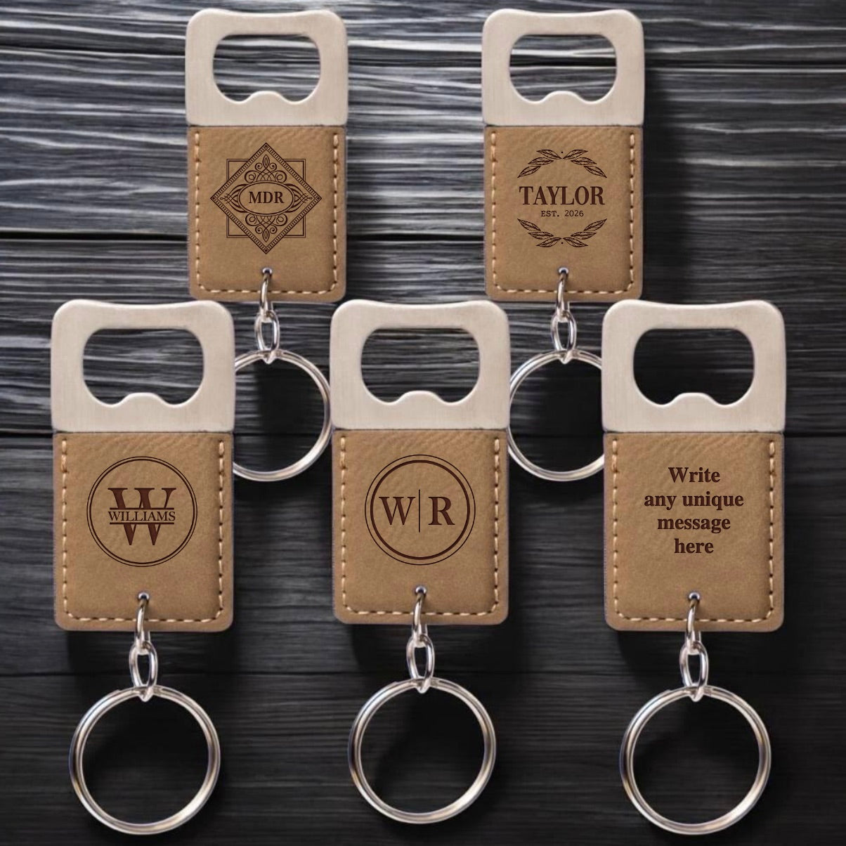 Set of 5 Custom Keychain Bottle Openers - Signature Collection