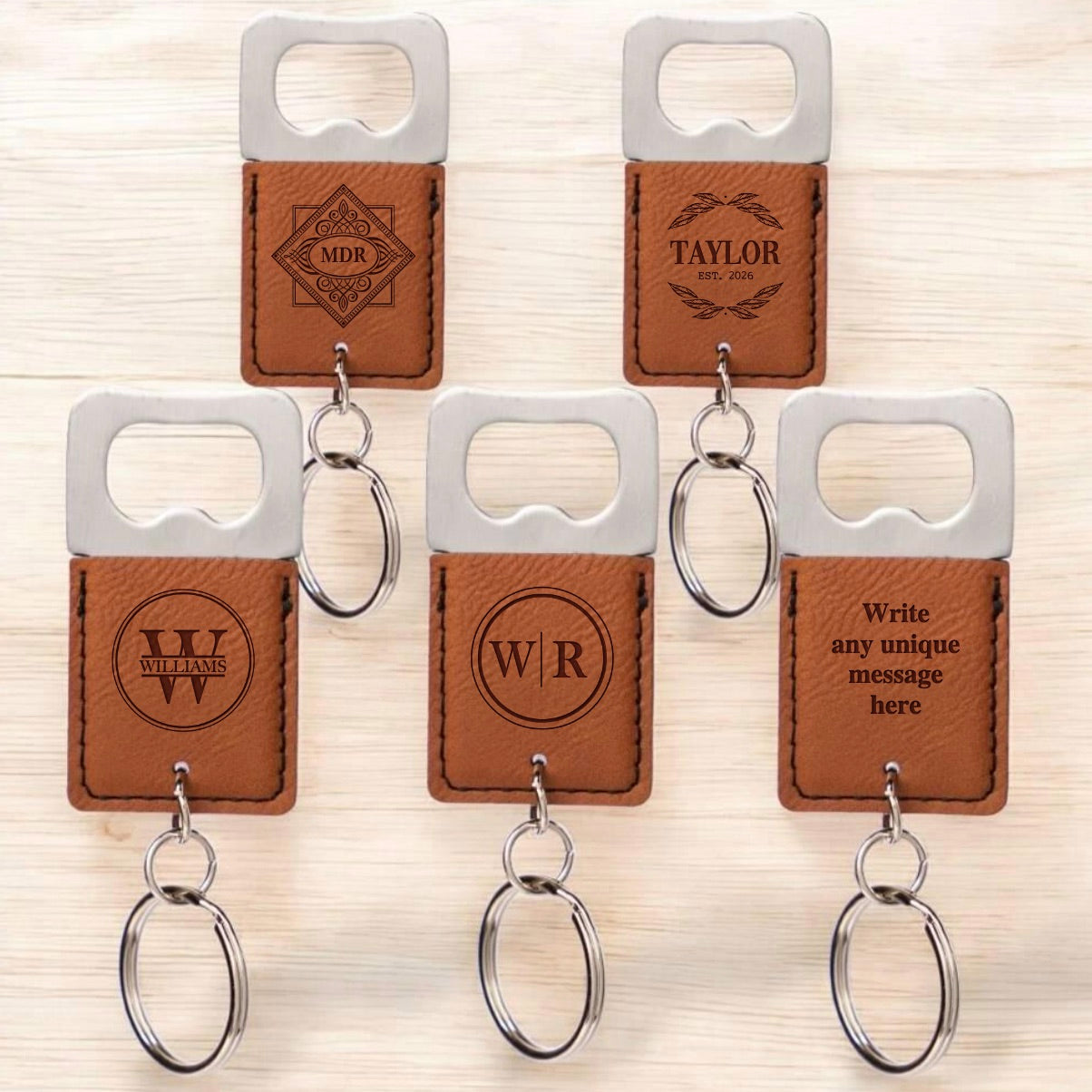Set of 5 Custom Keychain Bottle Openers - Signature Collection