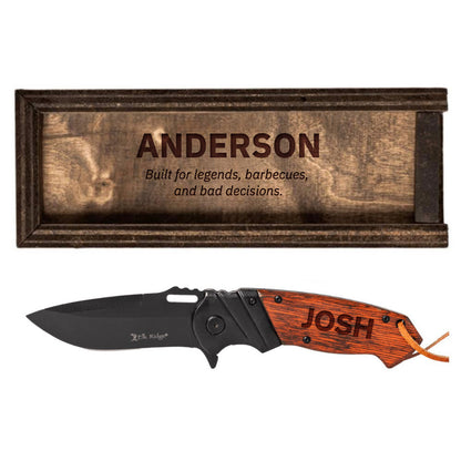 Personalized Red Handle Knife with Gift Box