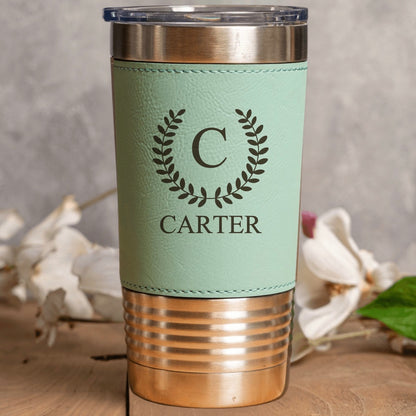 Engraved Leather Wrapped Tumblers