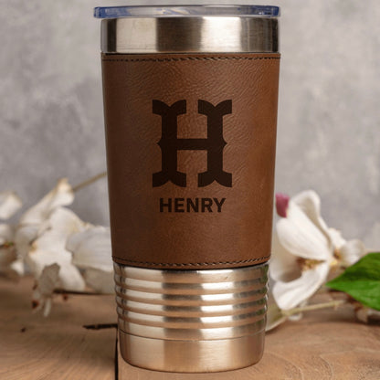 Engraved Leather Wrapped Tumblers