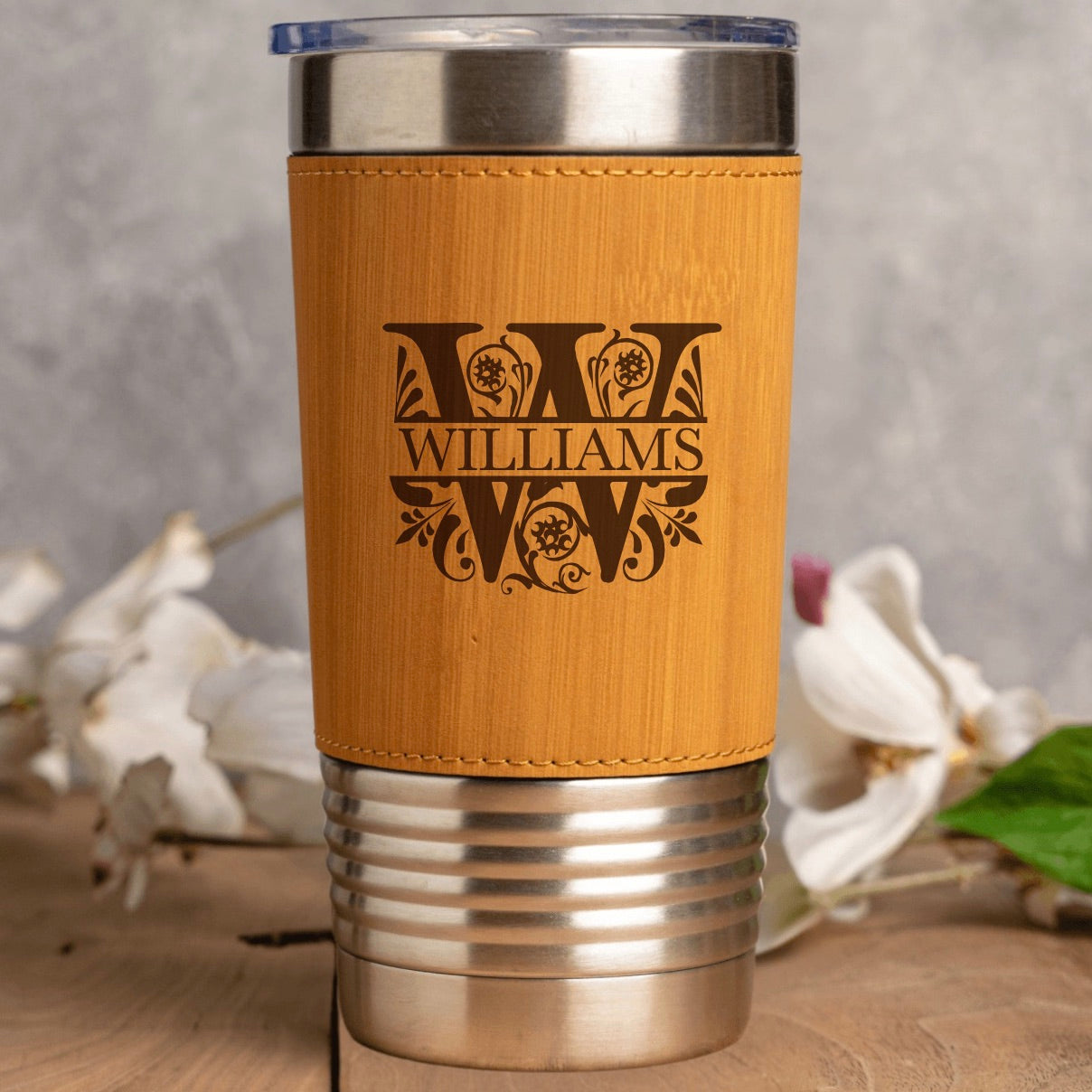 Engraved Leather Wrapped Tumblers