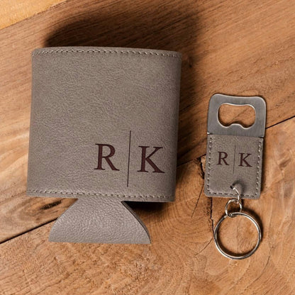 Custom Can Cooler & Bottle Opener Gift Set