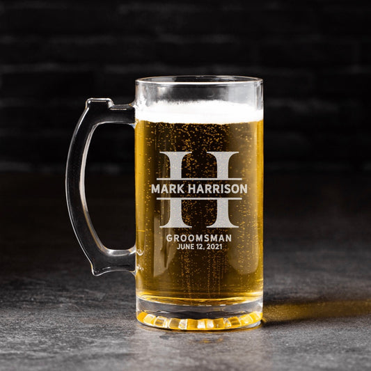Engraved 25oz Groomsmen Proposal Beer Mug