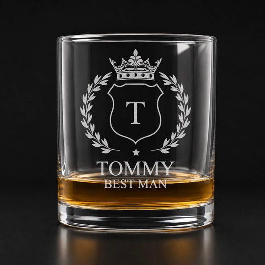 Personalized Lowball Whiskey Glass - Groomsmen
