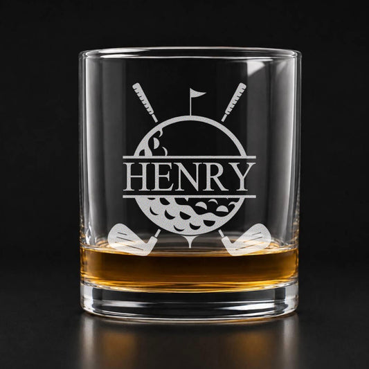 Engraved Golf Lowball Whiskey Glass