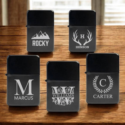 Set of 5 Custom Black Stainless Steel Lighters