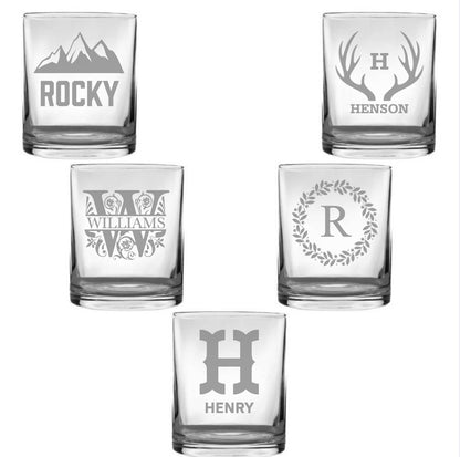 Set of 5 Groomsmen Custom Whiskey Glasses