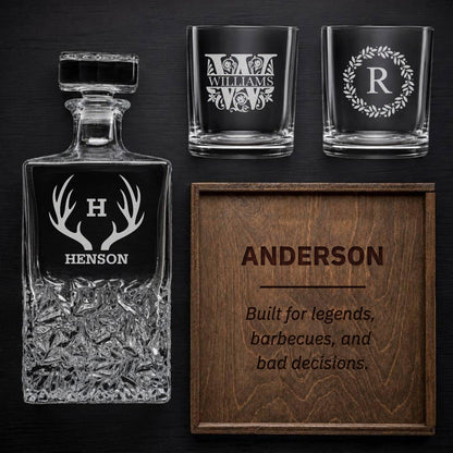 Personalized Square Decanter Gift Box Set