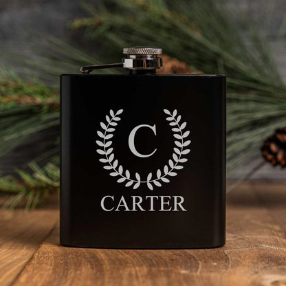 Engraved Black Powder Coated Flasks - Reserve Collection