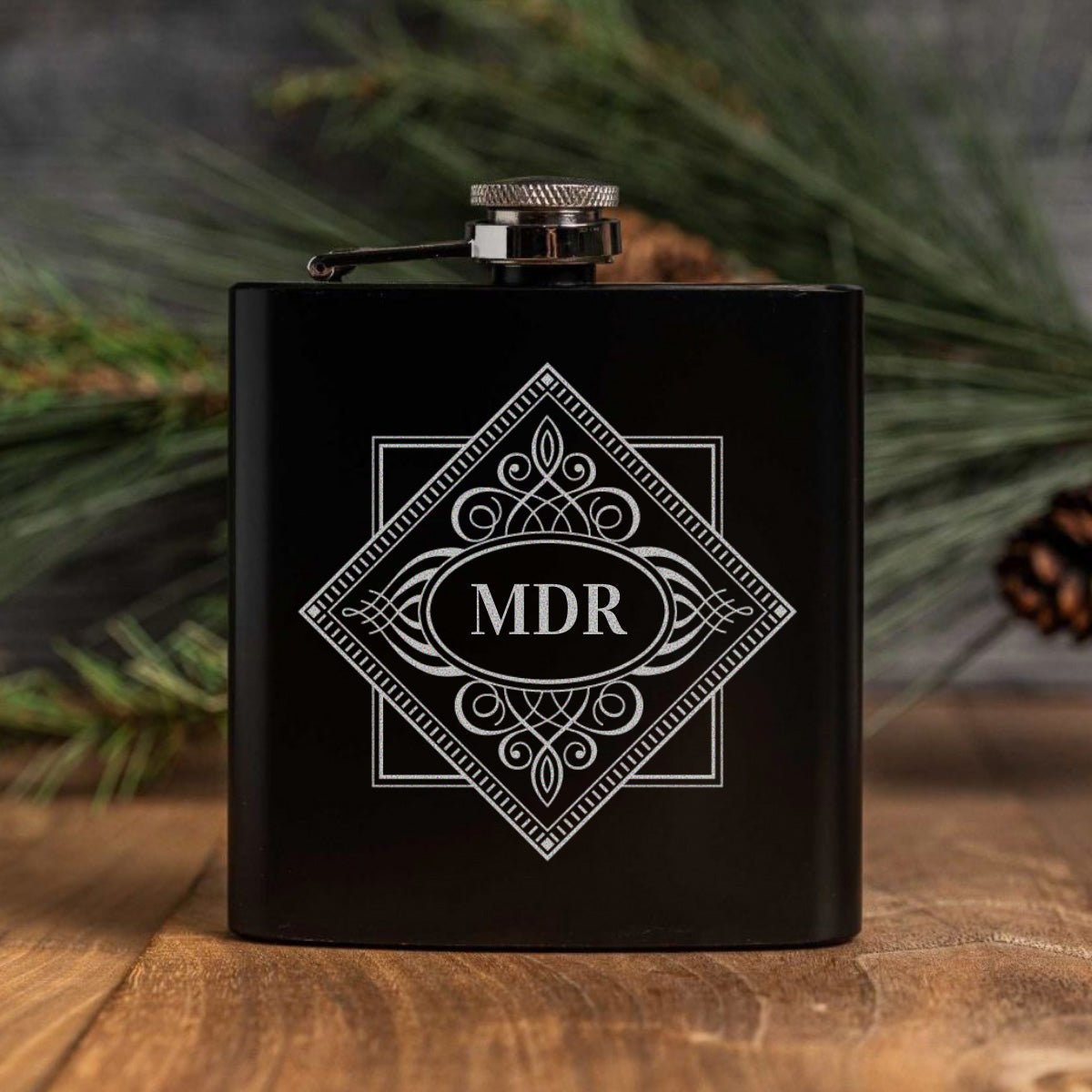 Engraved Black Powder Coated Flasks - Reserve Collection