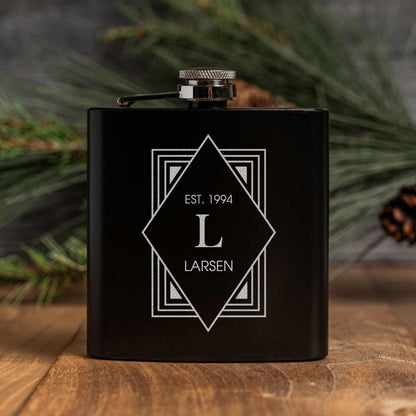Engraved Black Powder Coated Flasks - Reserve Collection