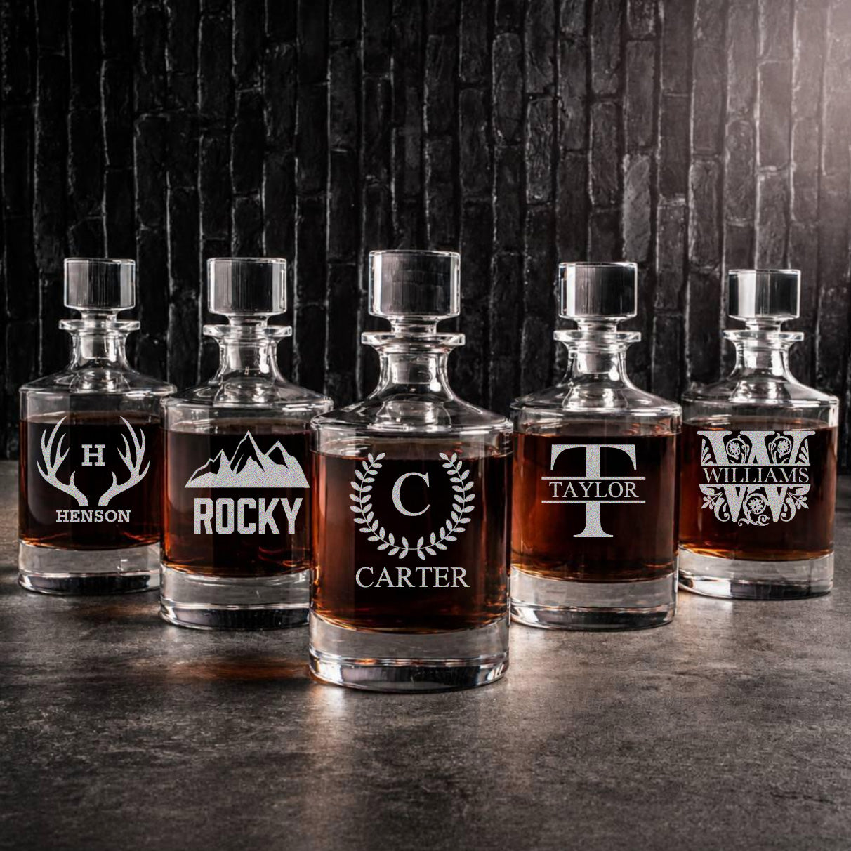 Groomsmen Set of 5 Barrel Decanters