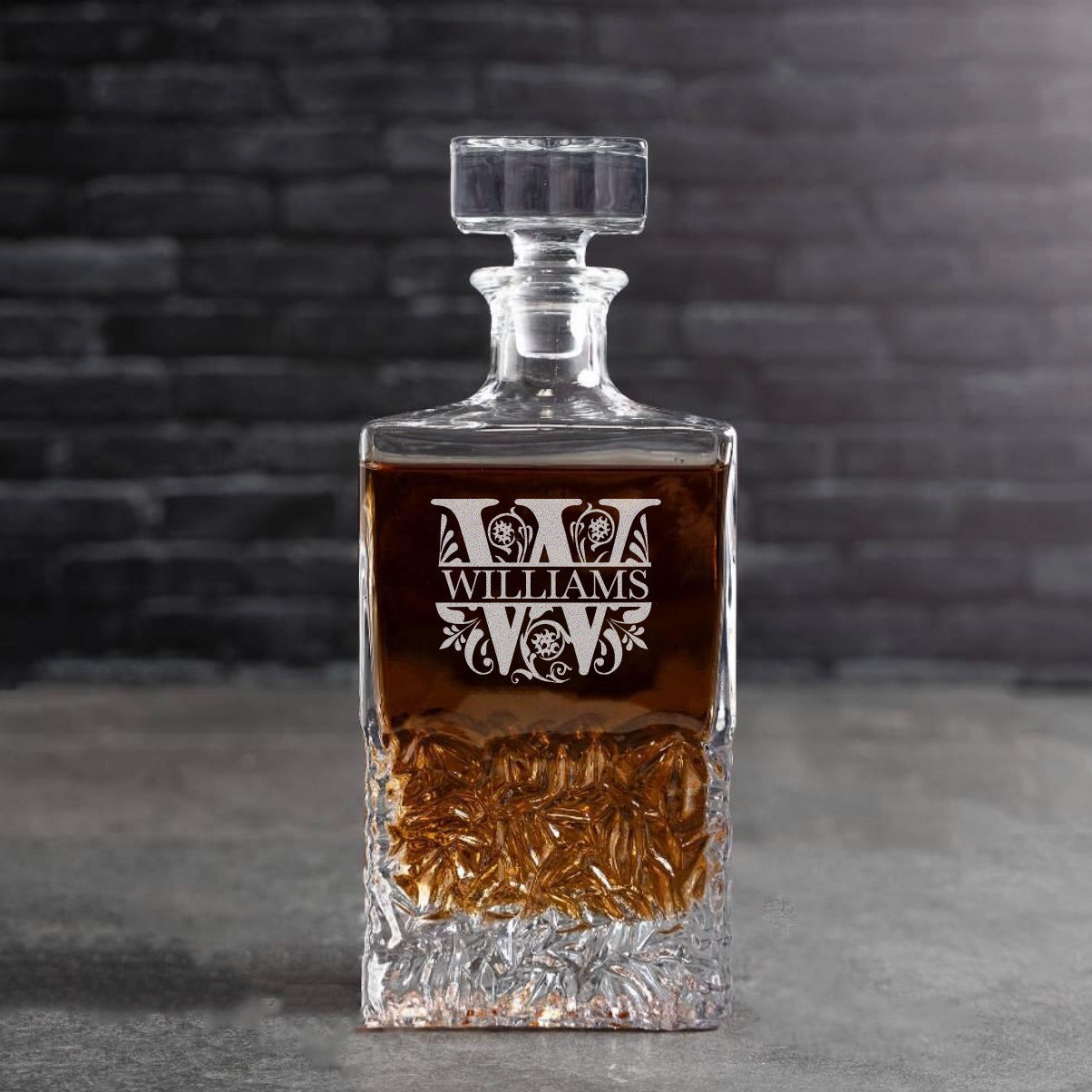 Engraved Square Decanter