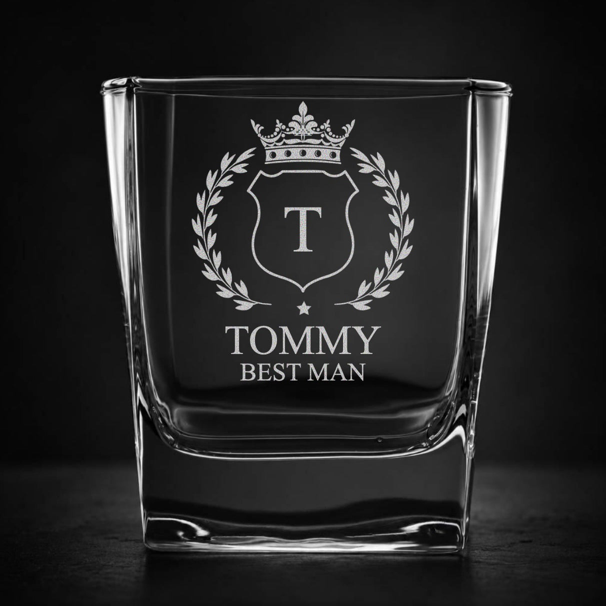 Engraved Wedding Square Whiskey Glass