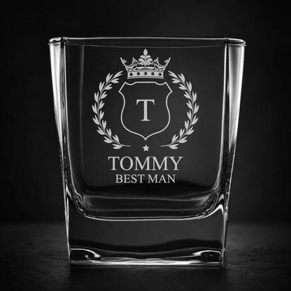 Engraved Wedding Square Whiskey Glass