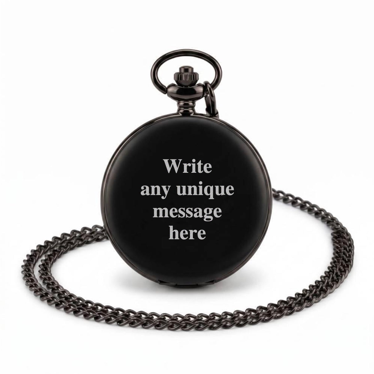 Custom Engraved Black Pocket Watch