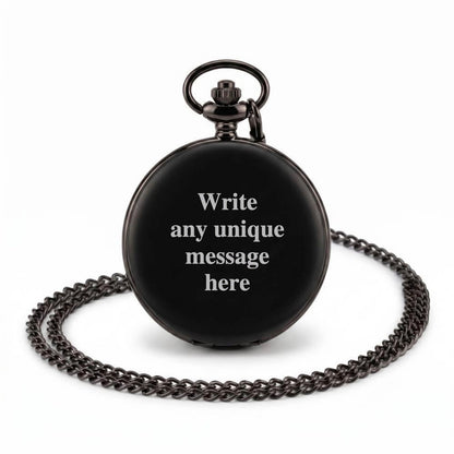 Custom Engraved Black Pocket Watch