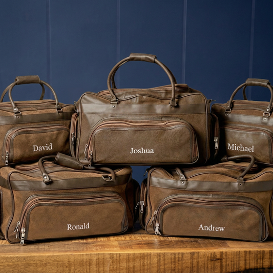 Set of 5 Groomsmen Leather Weekender Duffle Bags