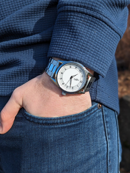 Silver Classic Watch steel bracelet pocket shot, gift for him