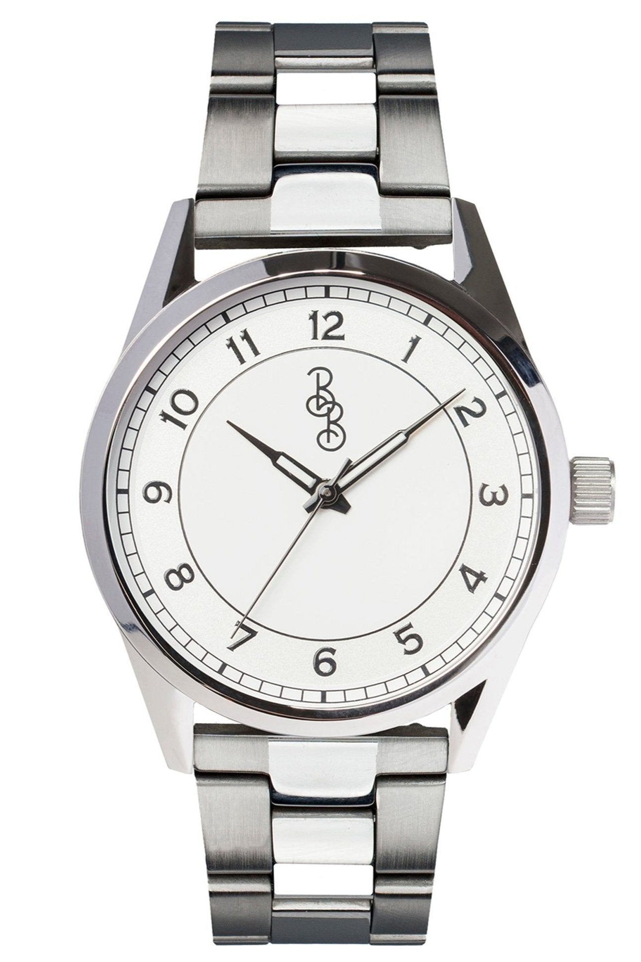 Silver Classic Watch on stainless steel bracelet, groomsmen gift