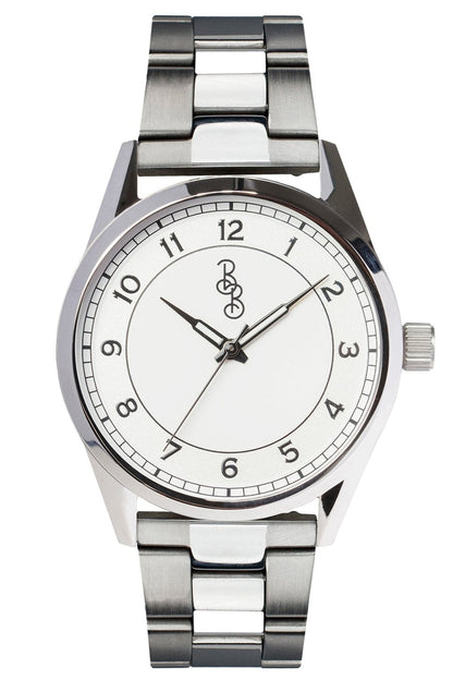 Silver Classic Watch on stainless steel bracelet, groomsmen gift