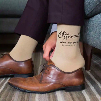 Wedding Party Socks with a Fun Saying for the Officiant