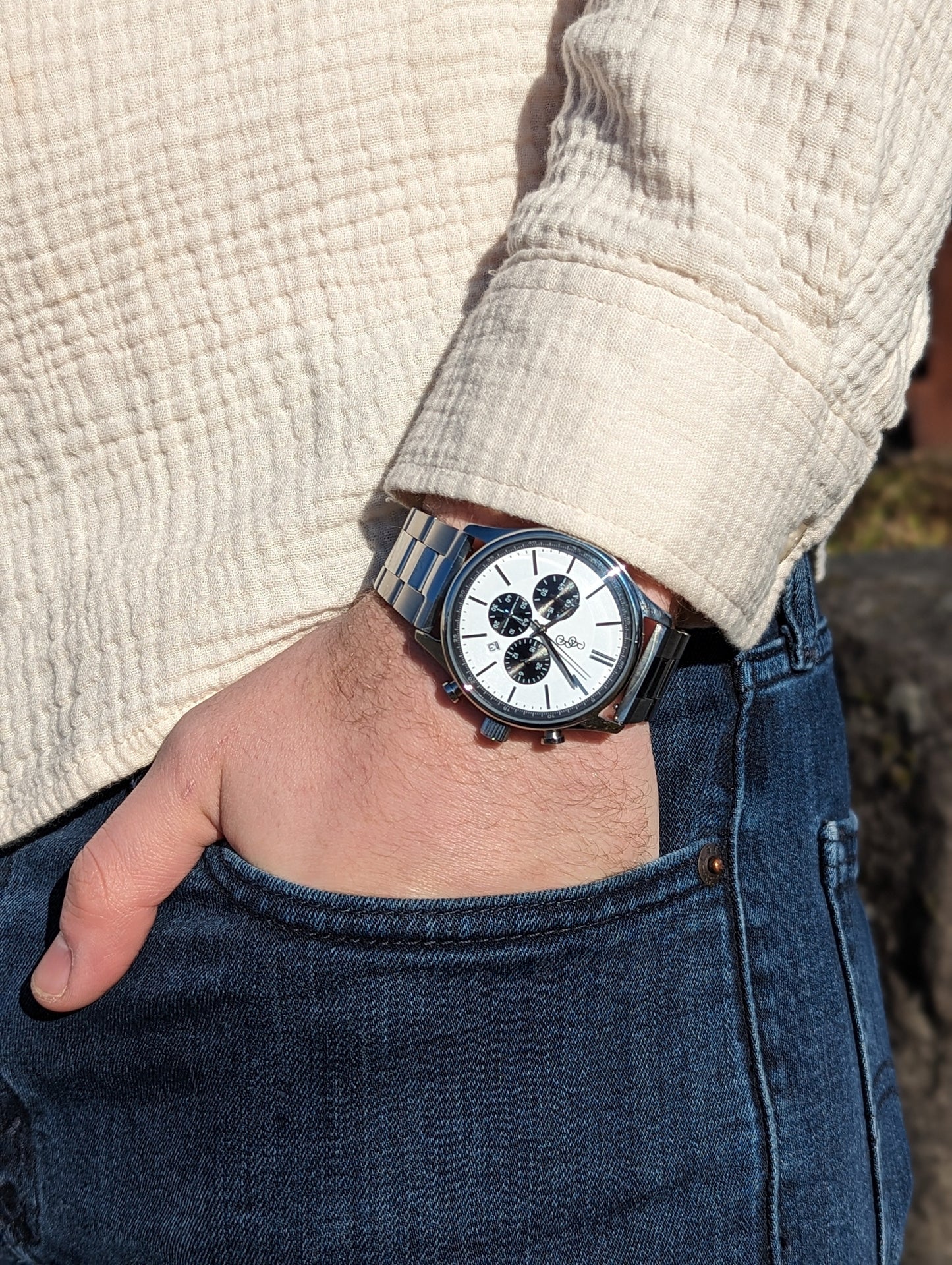 White and Black Chronograph - stylish gift for him
