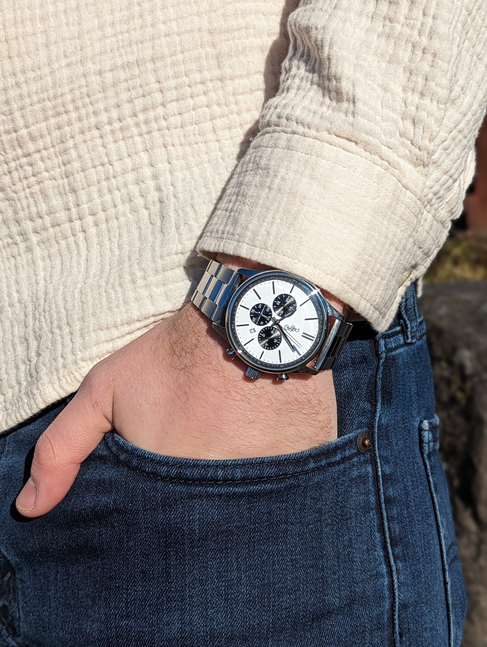 White and Black Chronograph - stylish gift for him