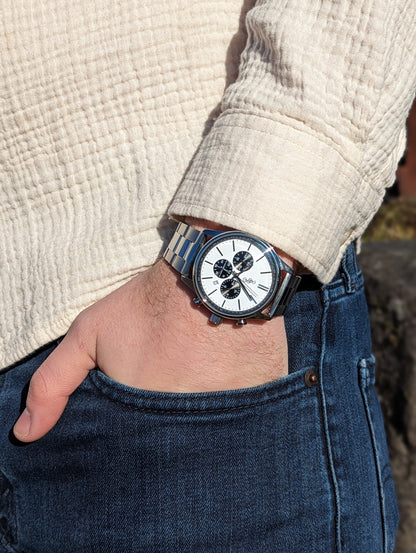 White and Black Chronograph - stylish gift for him