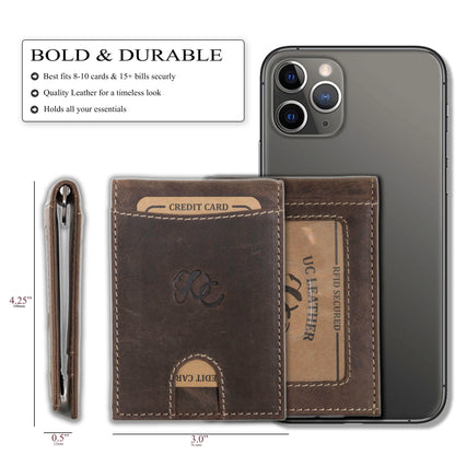 Leather Money Clip Bifold - Slim EDC Carry