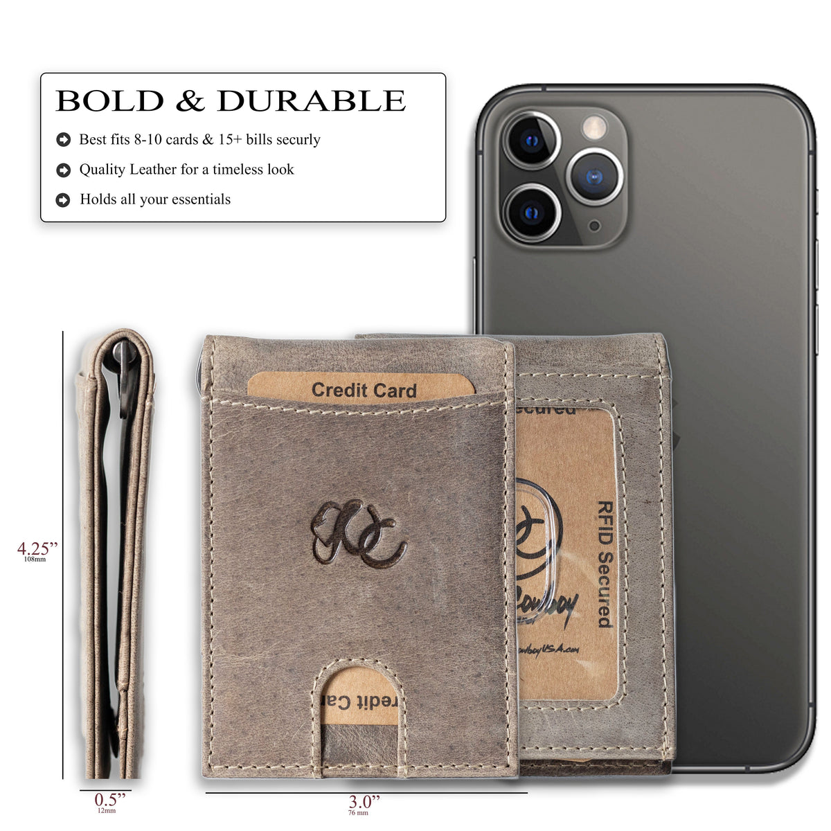 Leather Money Clip Bifold - Slim EDC Carry