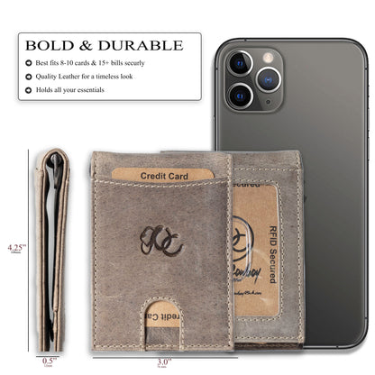 Leather Money Clip Bifold - Slim EDC Carry