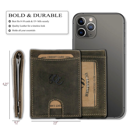 Leather Money Clip Bifold - Slim EDC Carry
