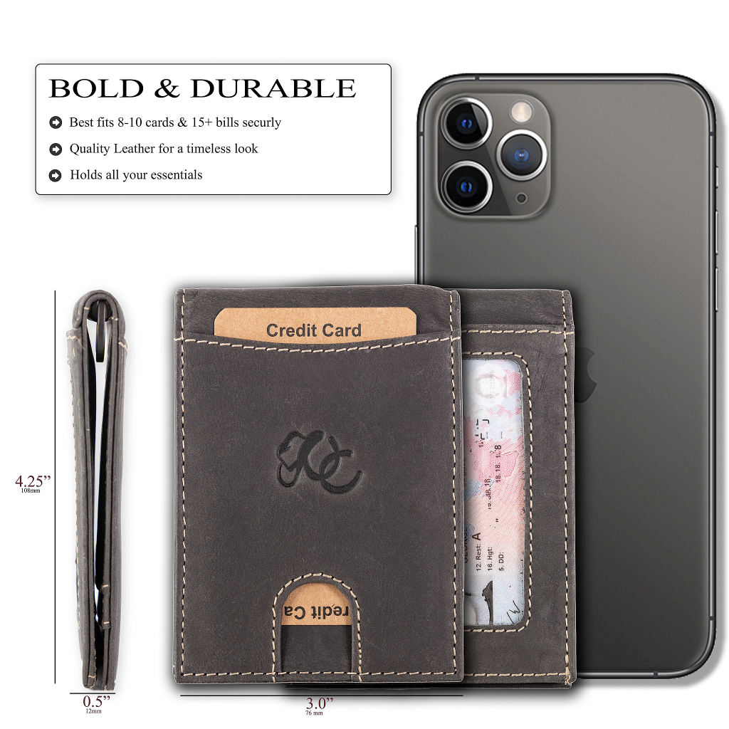 Leather Money Clip Bifold - Slim EDC Carry