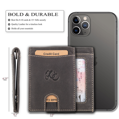 Leather Money Clip Bifold - Slim EDC Carry
