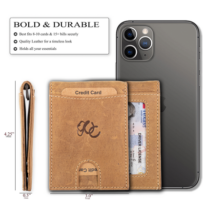 Leather Money Clip Bifold - Slim EDC Carry