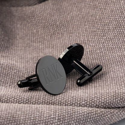 Black cufflinks engraving design sample for groomsmen gift