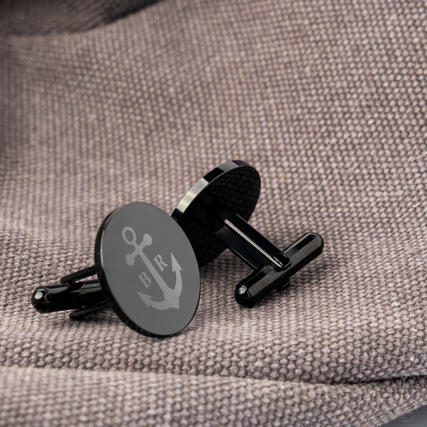 Personalized black cufflinks design option for wedding party