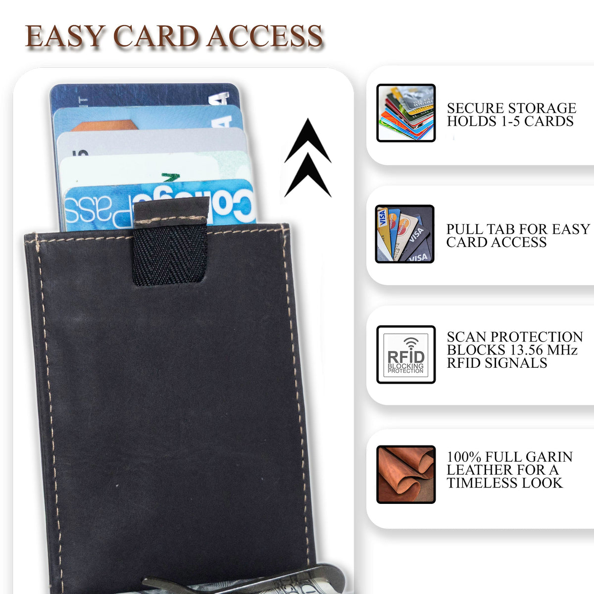 Leather Money Clip Bifold - Slim EDC Carry