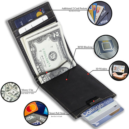 Leather Money Clip Bifold - Slim EDC Carry