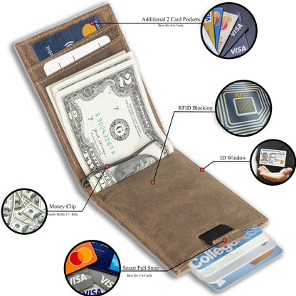 Leather Money Clip Bifold - Slim EDC Carry